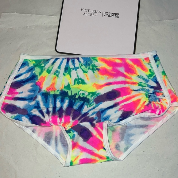 (M) UNISEX PINK Victoria's Secret Boyshort Panty Tie Dye - Picture 1 of 12